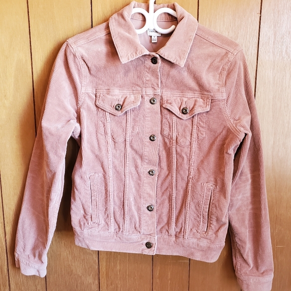 Blush Pink Corduroy Trucker Jacket - Picture 3 of 6